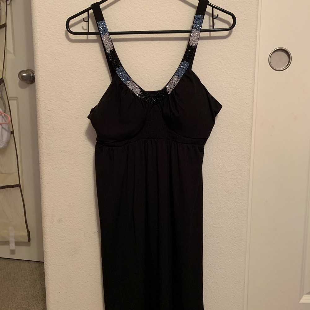 Little Black Flowy Dress with Beaded Detail